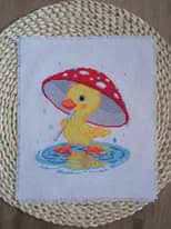 Cute duckling with umbrella cross stitch