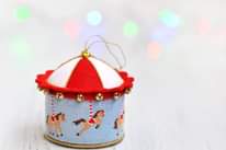 Carousel cross stitch Christmas tree ornament