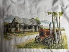 Cross Stitch house and tractor