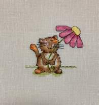 Cat with chamomile cross stitch design