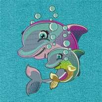 Two dolphins cross-stitch
