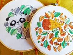 Forest friends cross stitch design