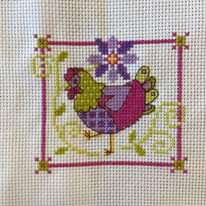 Purple chicken Cross Stitch Design